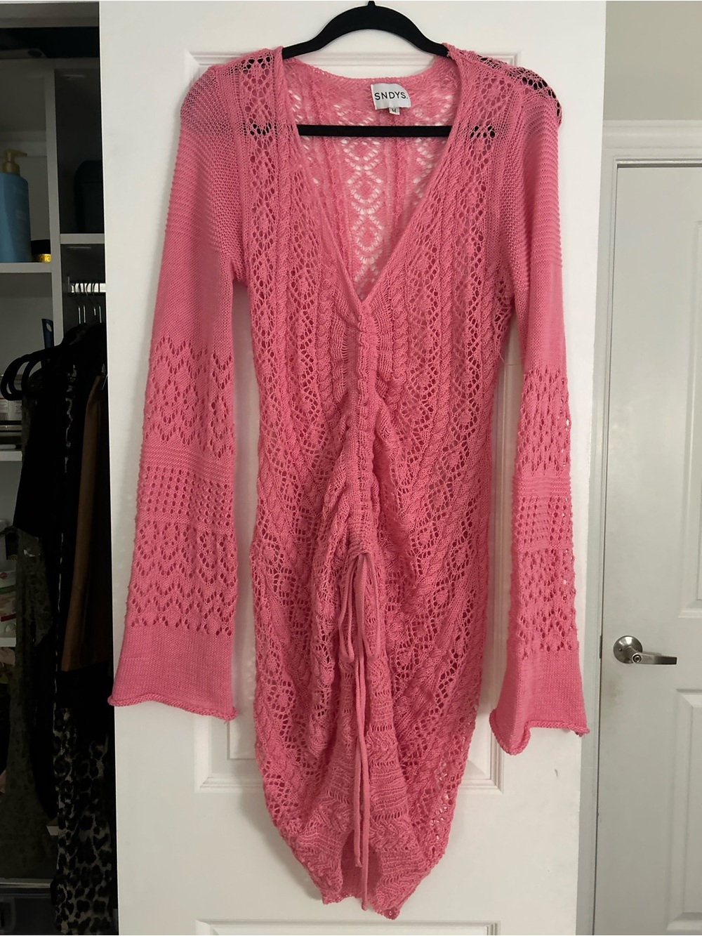 REVOLVE Pink Crochet Knit Swim Coverup